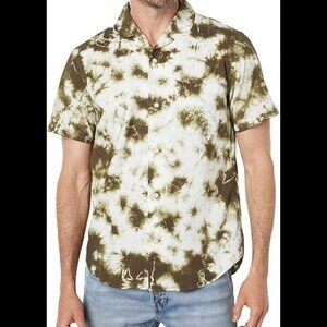 Outerknown BBQ Mens Olive Branch Tie-Dye Short Sleeve Shirt NWT